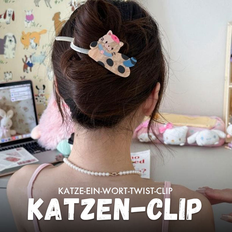 Katze-One-Wort-Twist-Clip